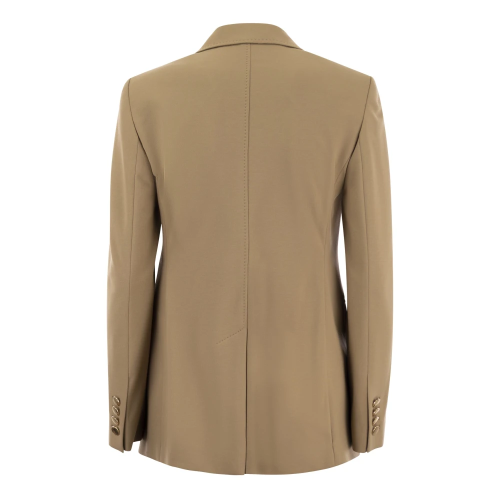 Max Mara Studio Dubbelbreasted Jersey Jas Brown Dames