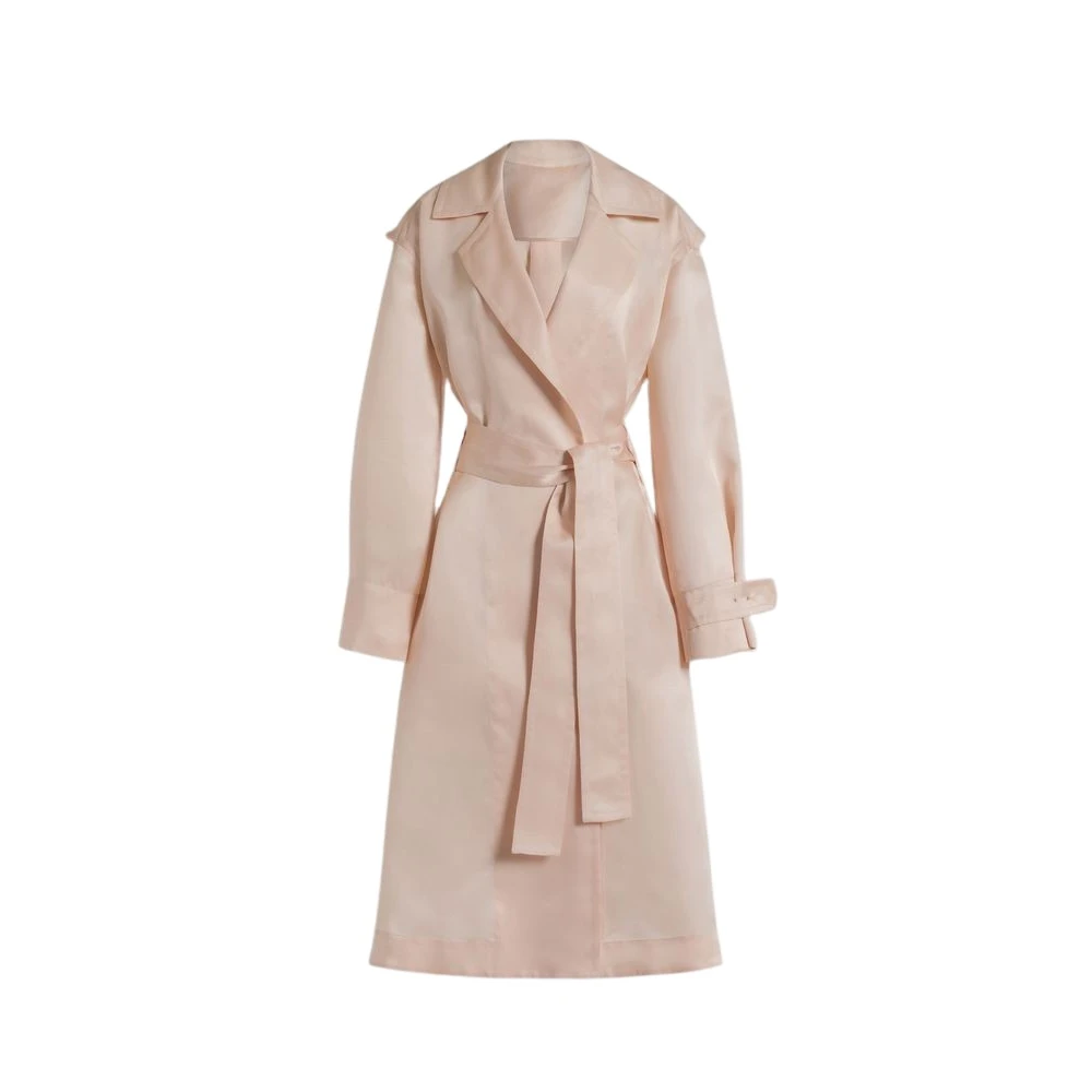 Alberta Ferretti Women's Pink Trench Coats, L, Triple Silk Organza Trench Coat
