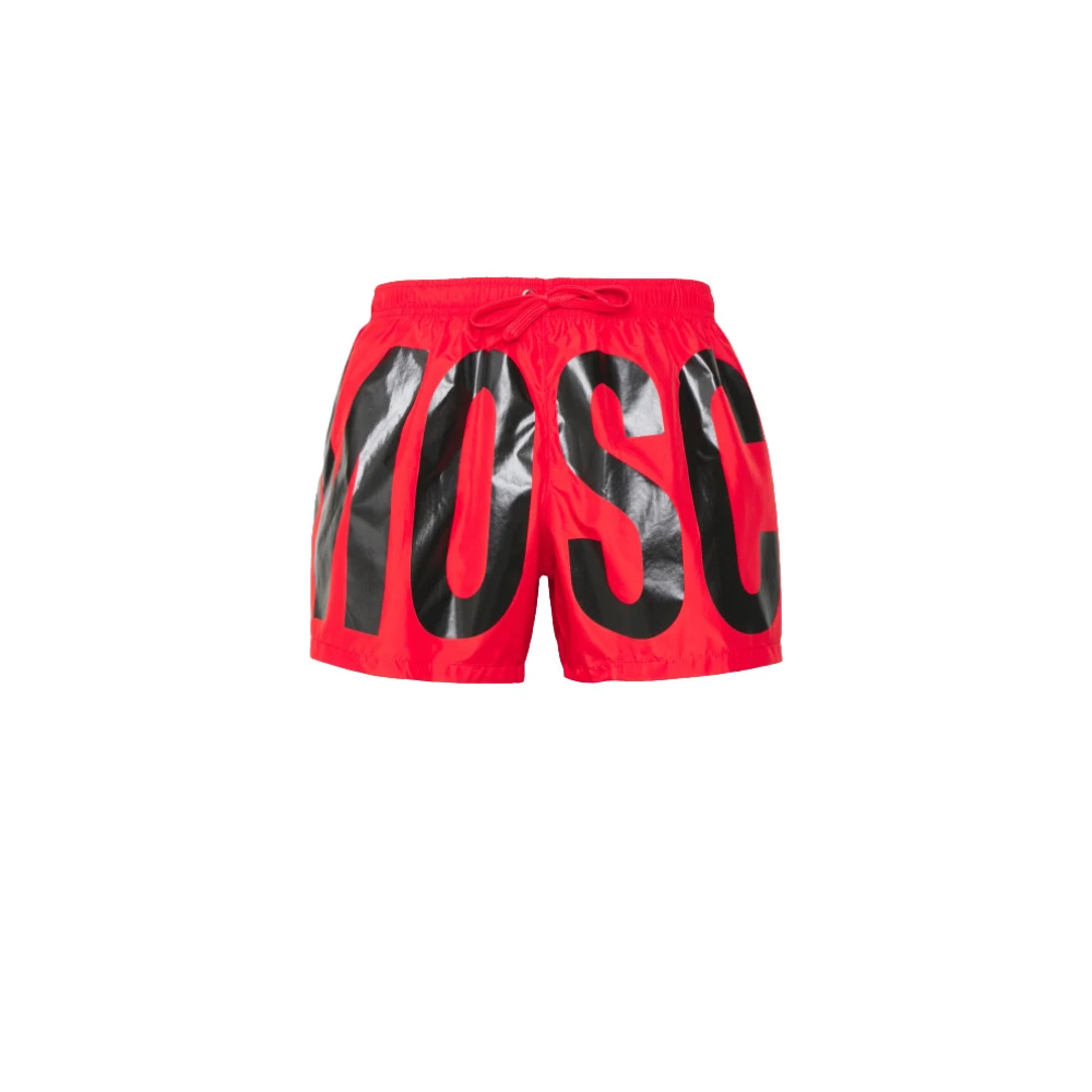 Moschino Rode zwembroek met bedrukt logo Red Heren