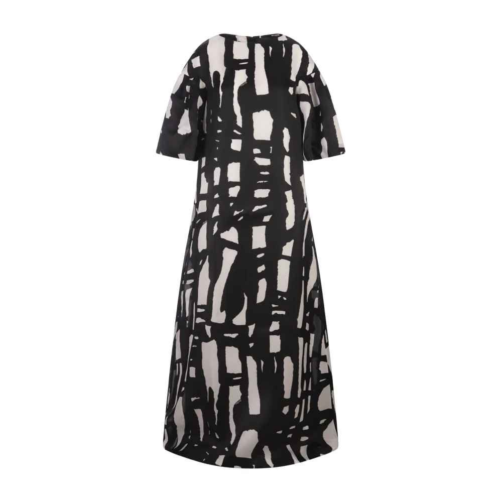 Max Mara Zijden jurk met grafisch patroon Black Dames