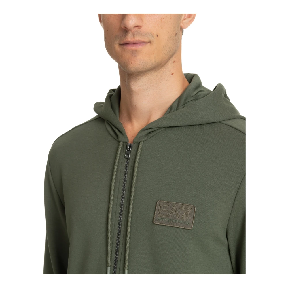 Emporio Armani EA7 Hoodie met rits en logo Green Heren