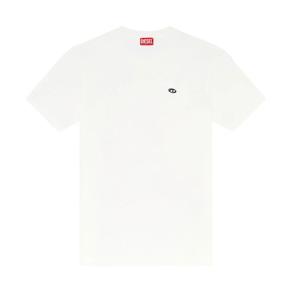 Diesel Wit T-shirt met logo-applicatie White Heren