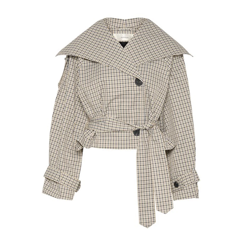 InWear Neutral Check Korte Trenchcoat Beige Dames