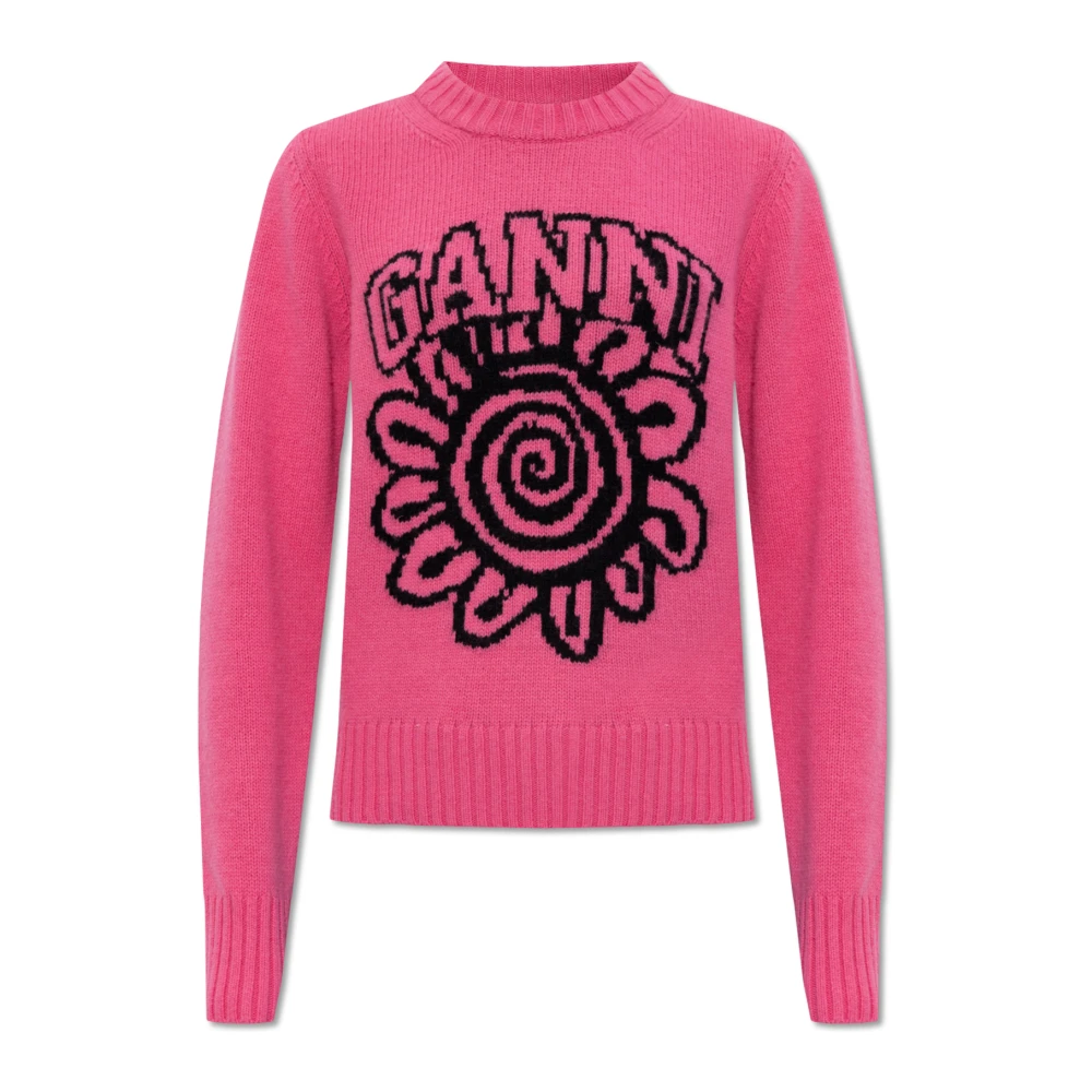 Ganni Trui met logo Pink Dames