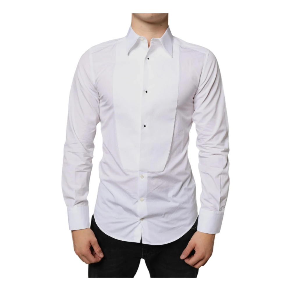 Dolce & Gabbana Slim Fit Katoenen Overhemd Wit White Heren