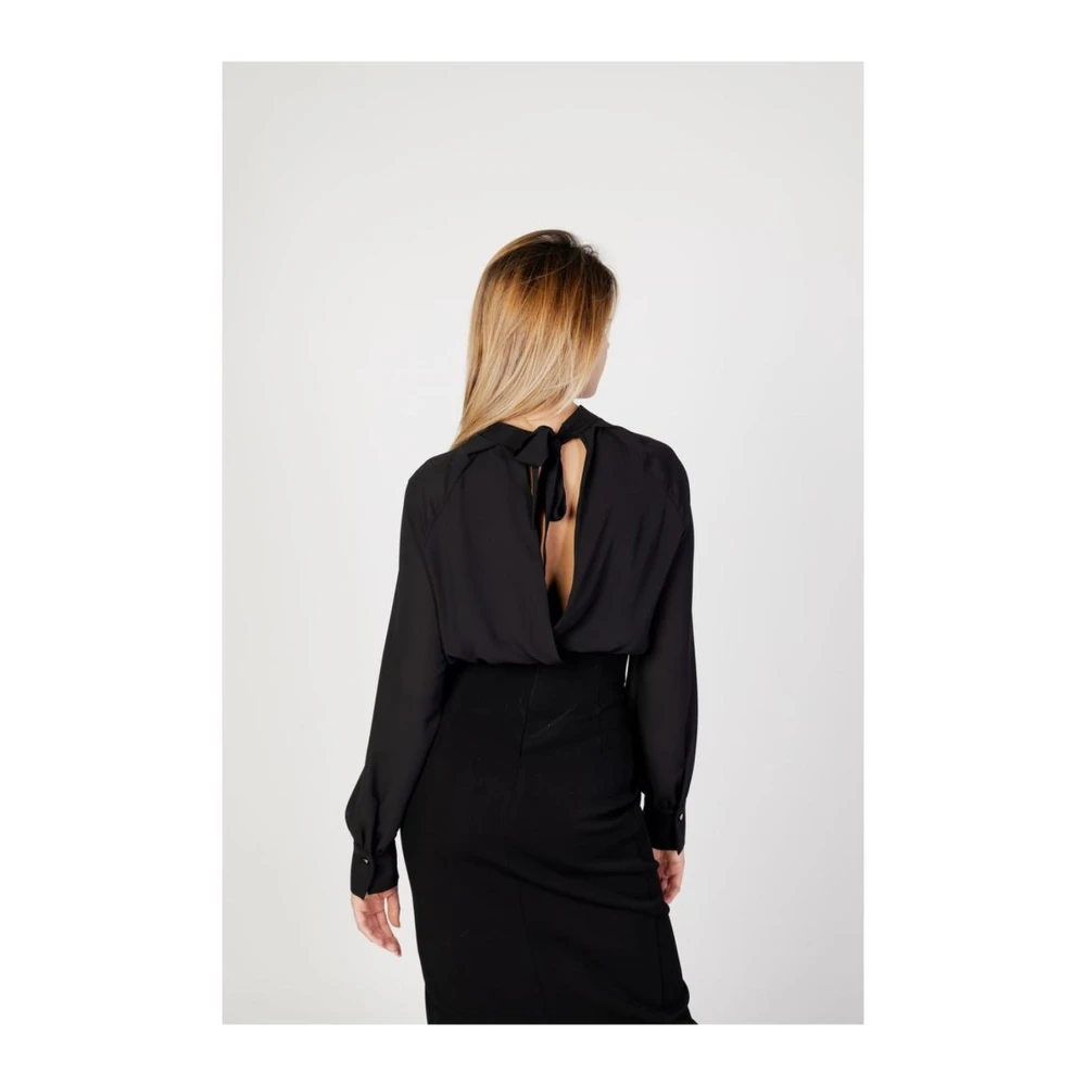 Sandro Ferrone Zwarte hoge hals lange mouw blouse Black Dames