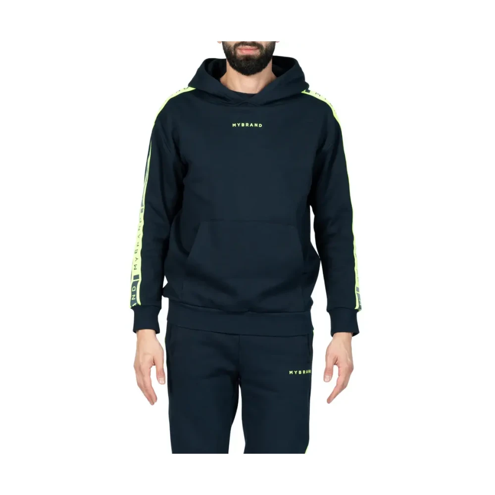 My Brand Contrast Taping Hoodie in Blauw Blue Heren