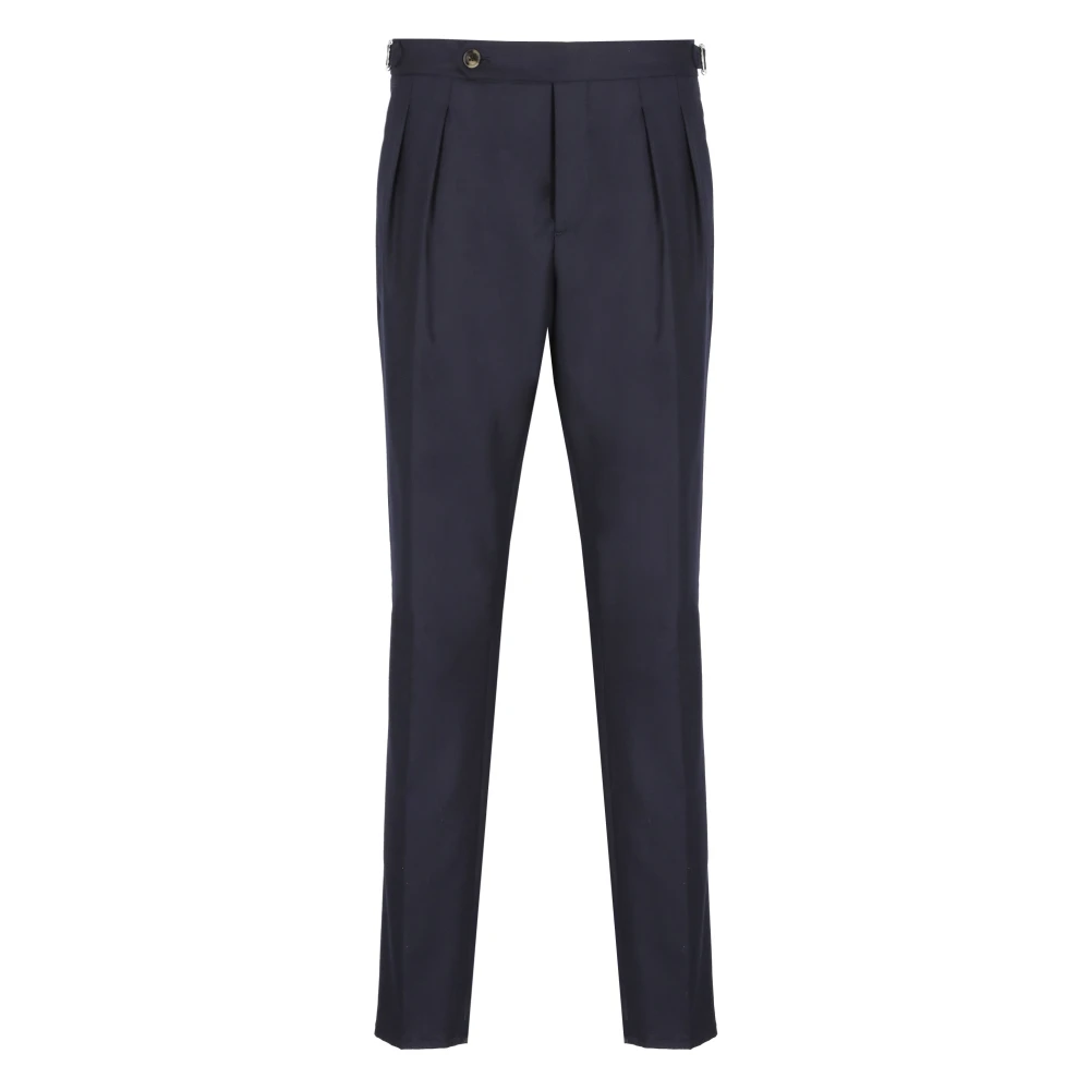 BRUNELLO CUCINELLI Blauwe Wol Geplooide Broek Blue Heren