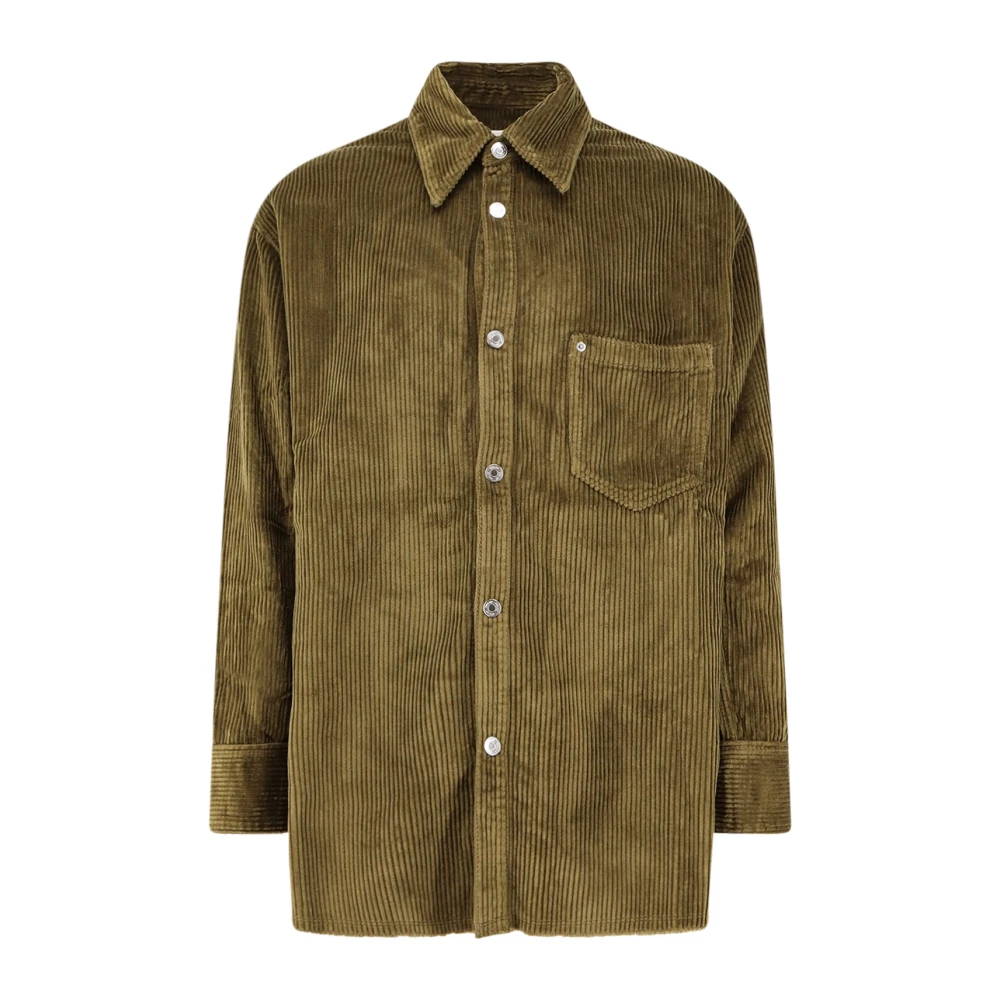 Ami Paris Men's Brown Casual Shirts, M, Shirt With Leather Logo Patch