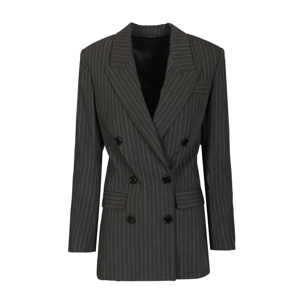Isabel Marant Women's Gray Blazers, Xs, Double-Breasted Pinstriped Blazer