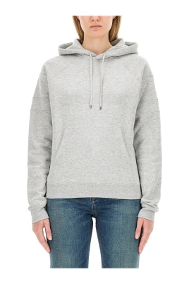 Broderad bomullshoodie med logotyp