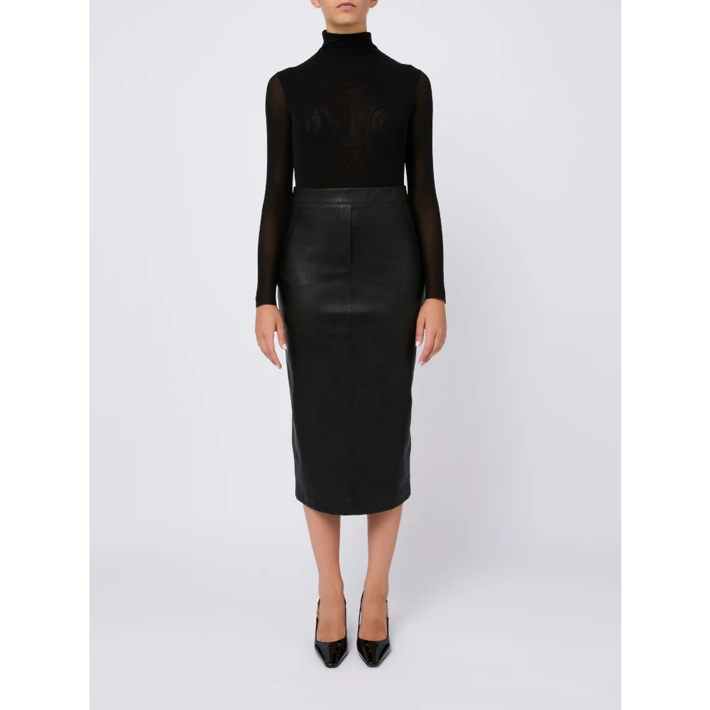 D.Exterior Midi Rok van Faux Leer Zwart Black Dames