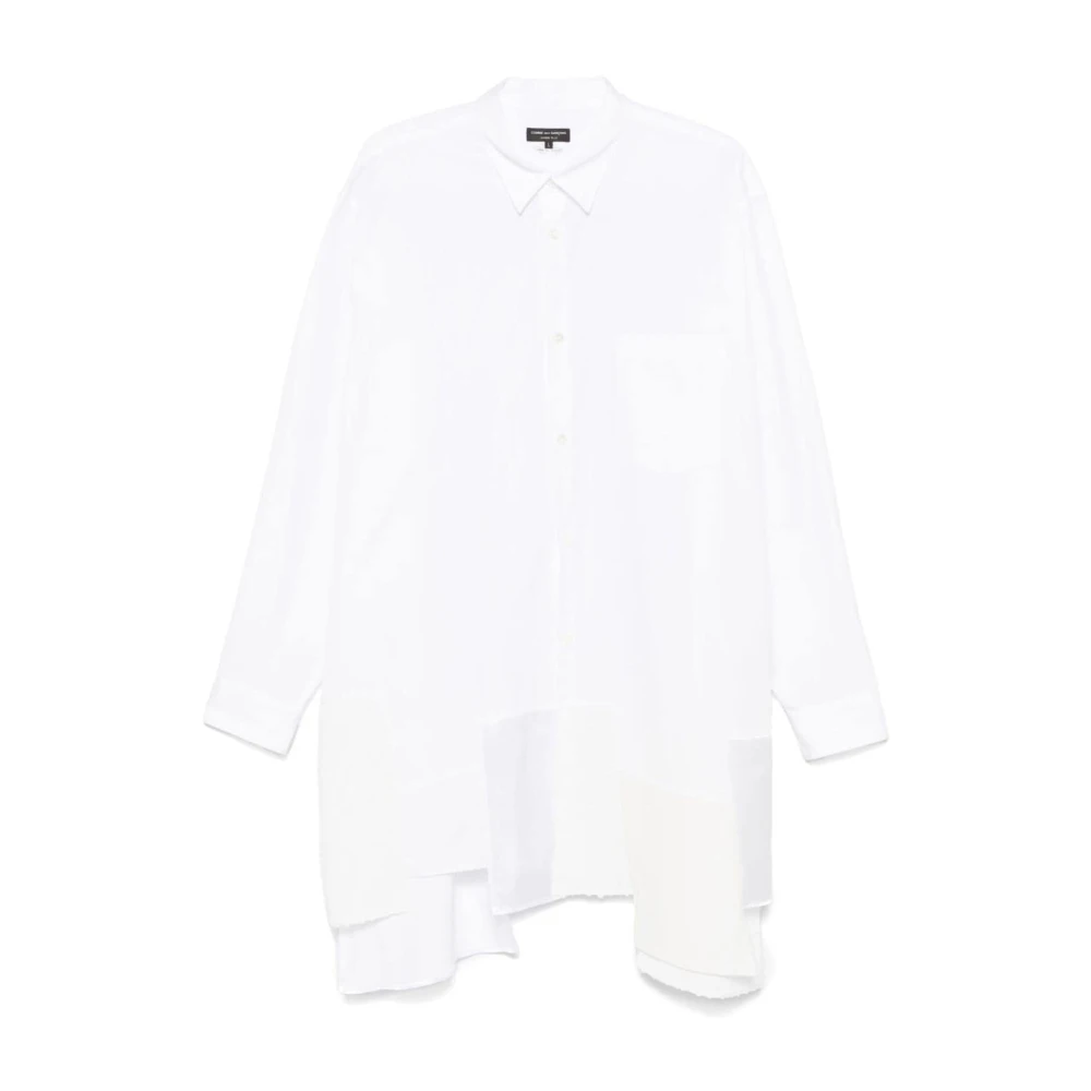 Comme des Garçons Witte Katoenen Patchwork Overhemd Long-Fit White Heren