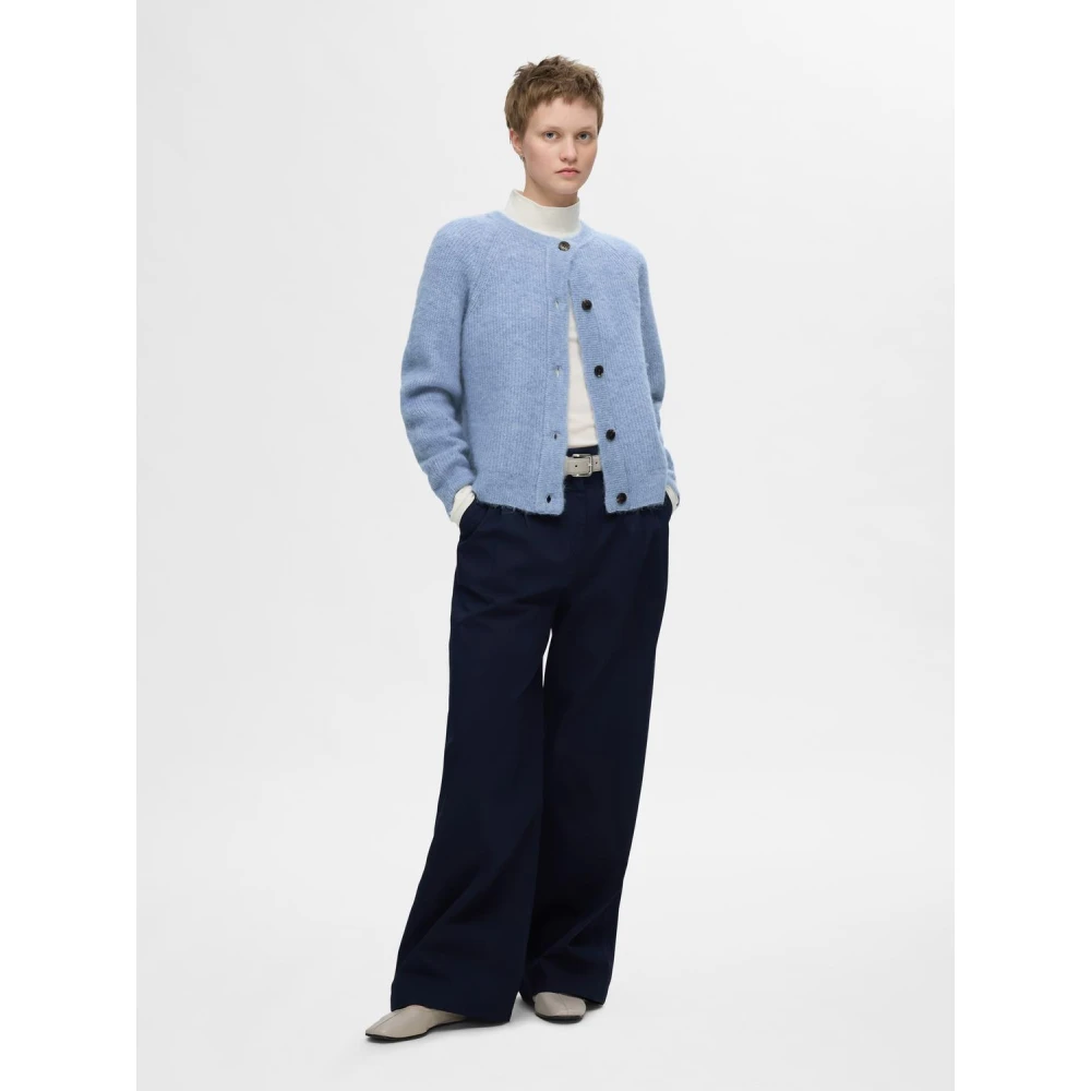 Selected Femme Zachte Gebreide Korte Vest in Blauw Blue Dames