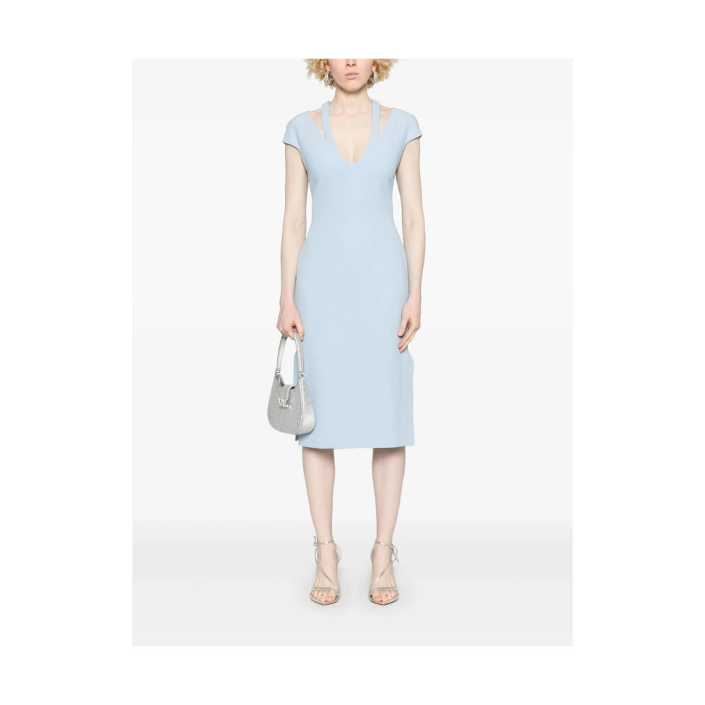 David Koma Jurk met uitsnijding in V-hals en kapmouwen Blue Dames