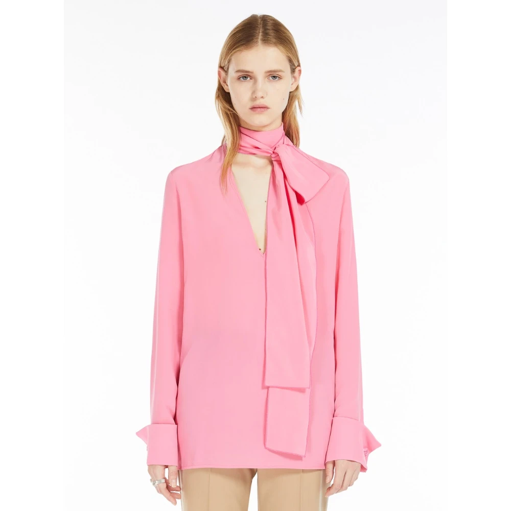 SPORTMAX Zijden Crepe de Chine Blouse Roze Pink Dames