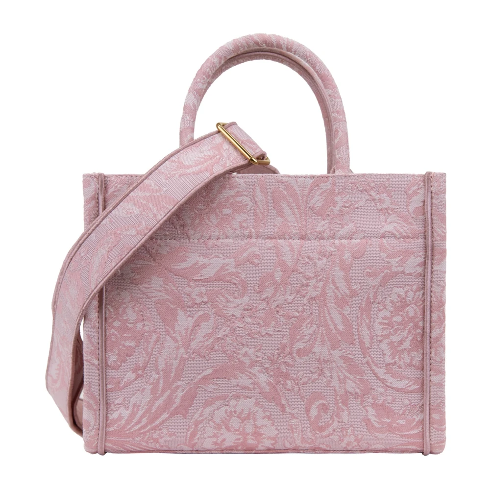 Versace Schoudertas voor dames met geborduurde merkletters Pink Dames