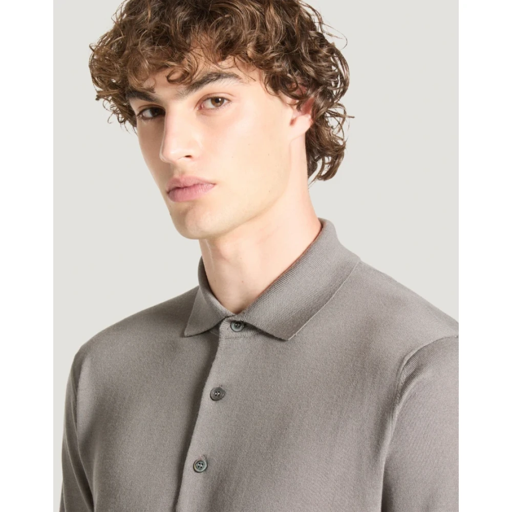 PT Torino Grijze Polo met Lange Mouwen Gray Heren