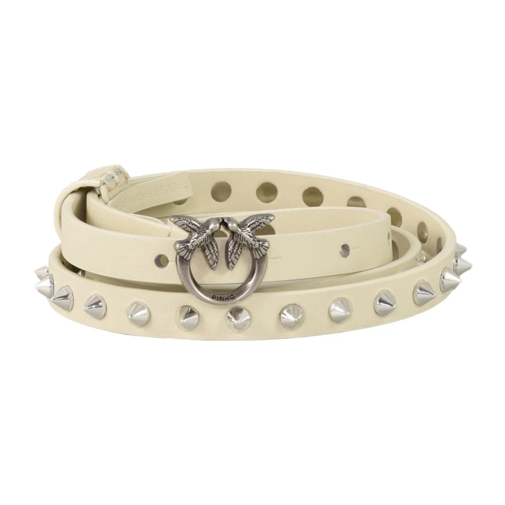 Pinko Leren Riem met Uniek Ontwerp Beige Dames
