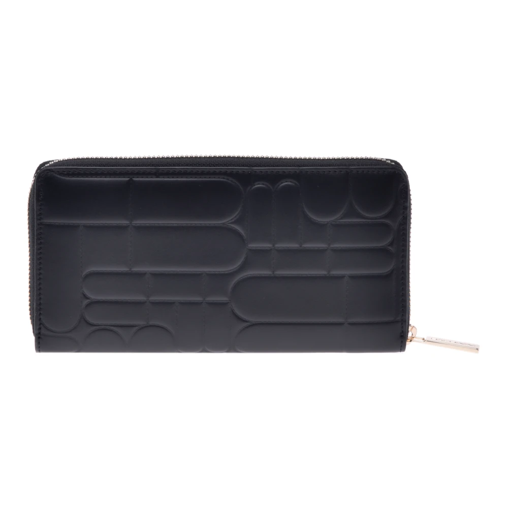 Baldinini Wallet in Zwart Gewatteerd Leer met Rits en Monogram Black Dames