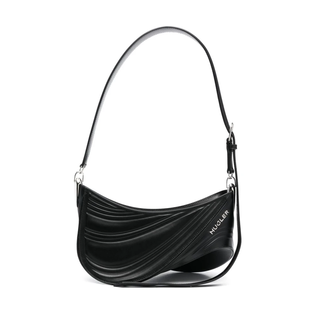 Mugler Zwarte Spiral Curve Schoudertas Black Dames