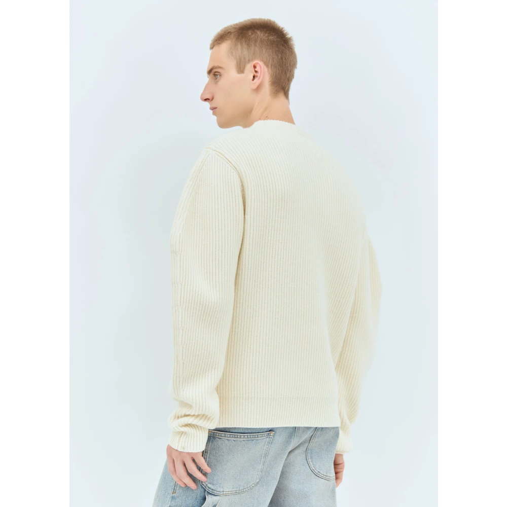 Jil Sander Wollen Crewneck Sweater Beige Heren