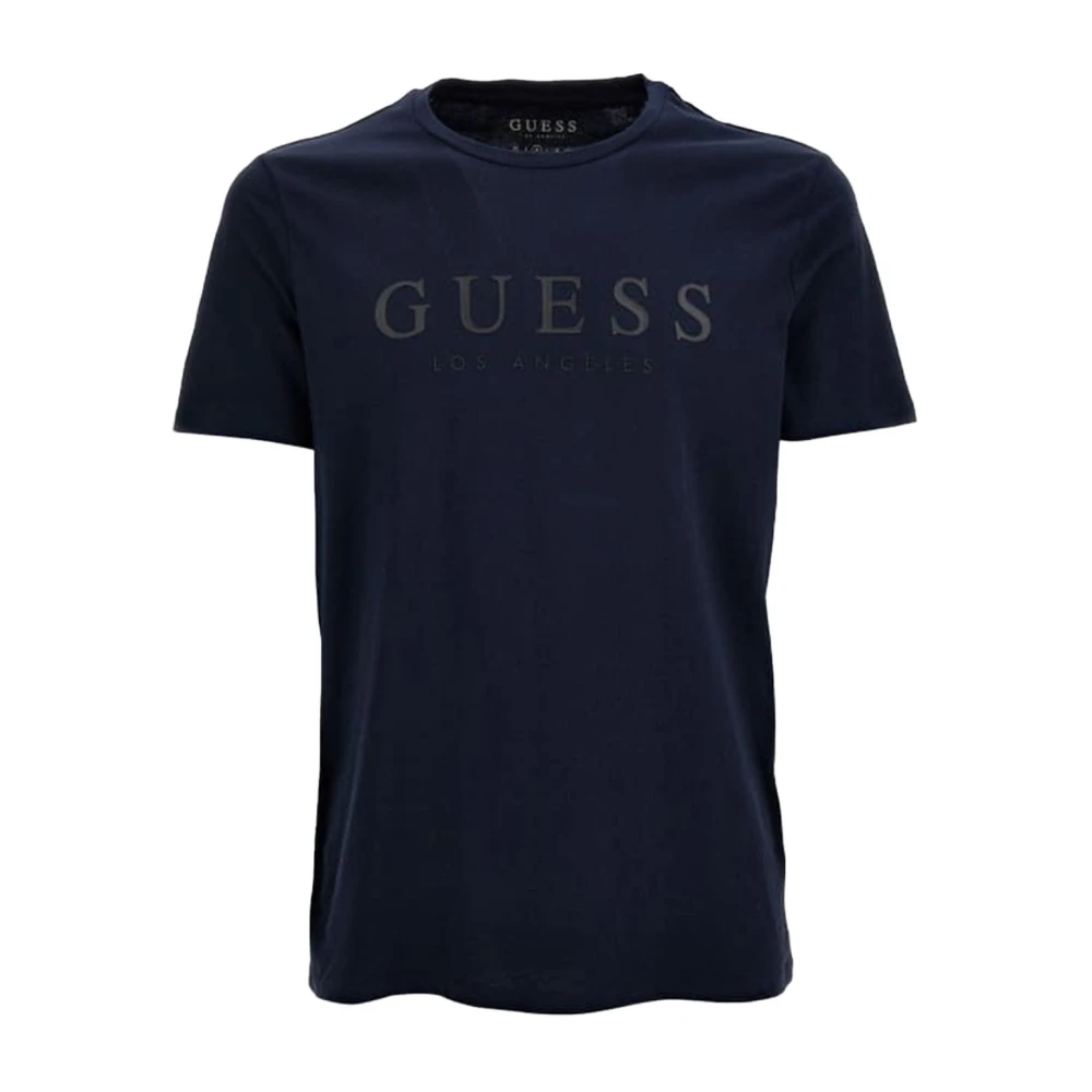 Guess Blauw Logo Katoenen T-shirt Blue Heren
