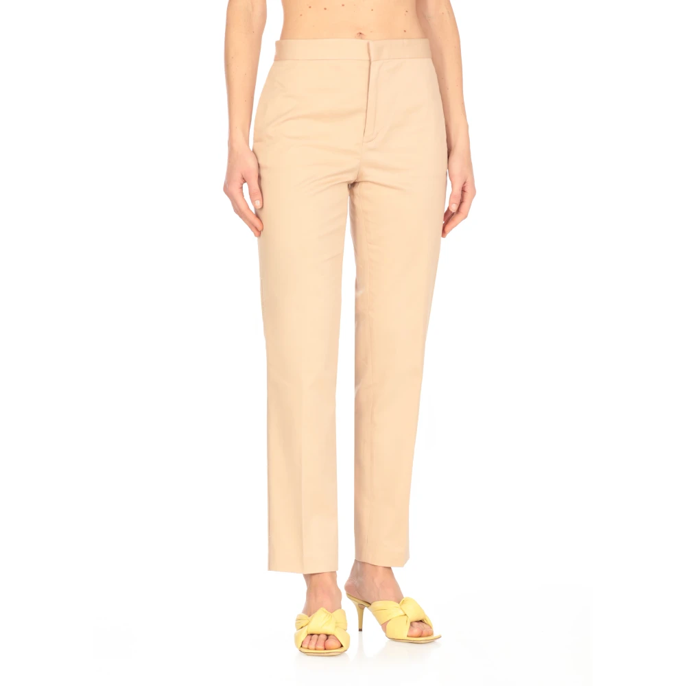 Fabiana Filippi Beige Katoenen Broek met Zijdetails Beige Dames