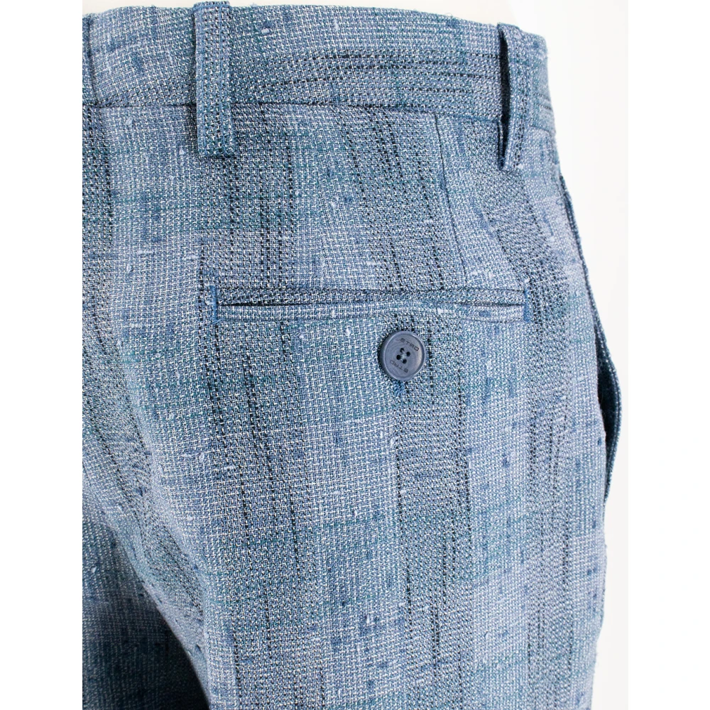 ETRO Linnenmix geruite straight-fit broek Blue Dames