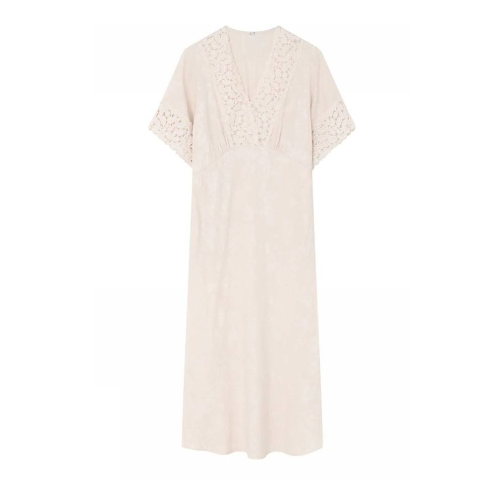 Gustav Midi Jurk met Kantdetails Beige Dames