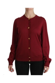 Red Silk Long Sleeve Cardigan Sweater