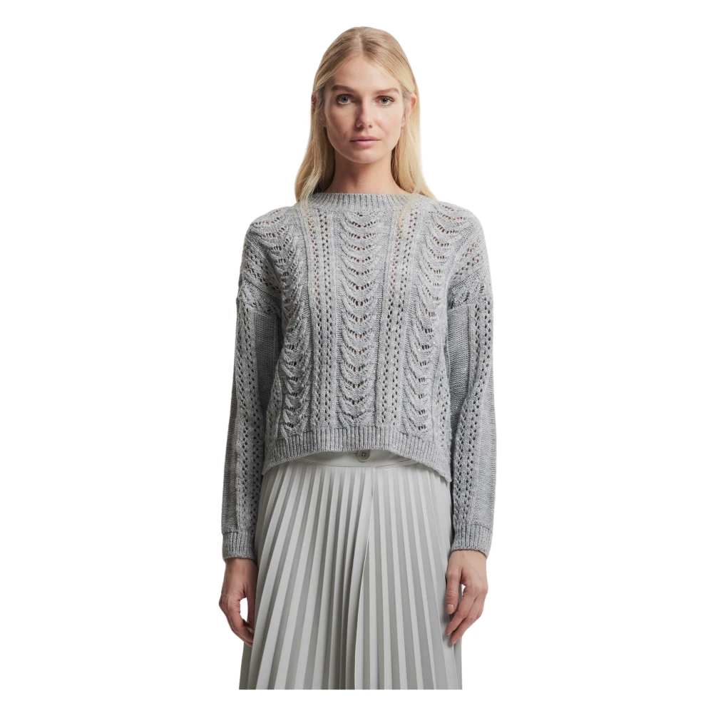 Kocca Gebreide Trui met Open Details Gray Dames