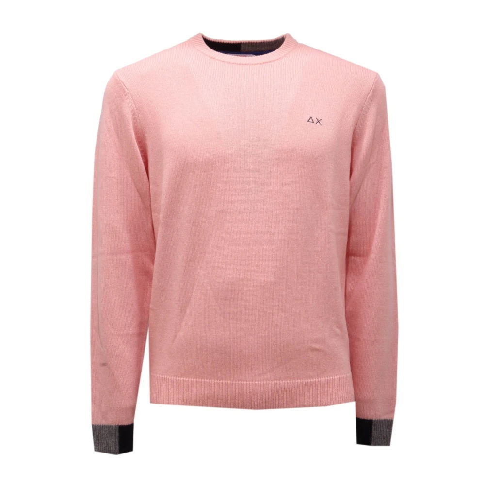 Sun68 Men's Pink K40130 Round Solid Color Rib Jumper - Round-Neck Knitwear - Xl - Knitwear