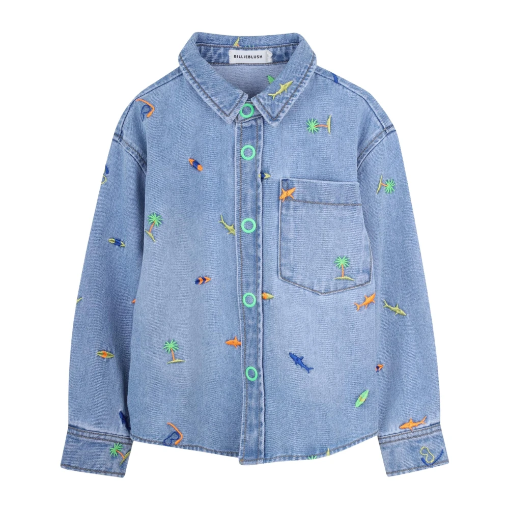 Billieblush Unisex Kids Blue Embroidered Denim Shirt
