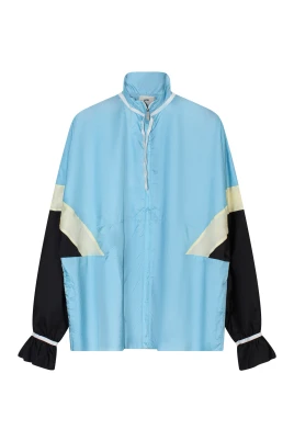 Blå Nylon Dragkedja Jacka Oversize Fit