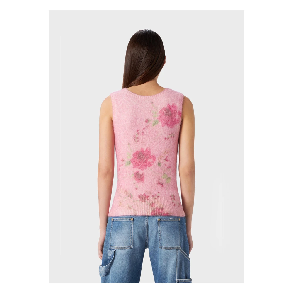 Blumarine Mouwloze Top Pink Peony Pers.Rood Multicolor Dames