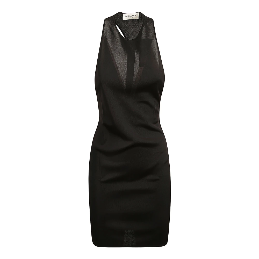 Saint Laurent U Cut Decollete Jurk Black Dames