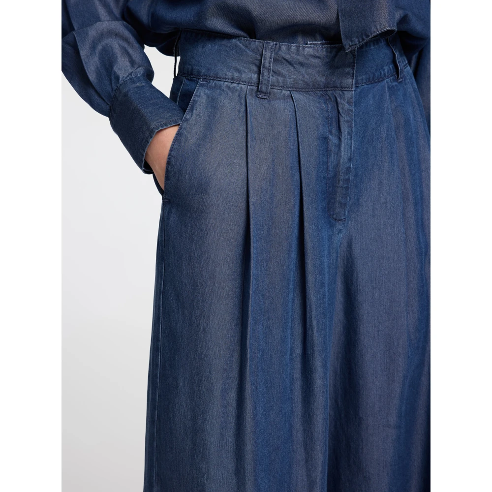 Selected Femme Lichte Denim Palazzo Broek Blue Dames