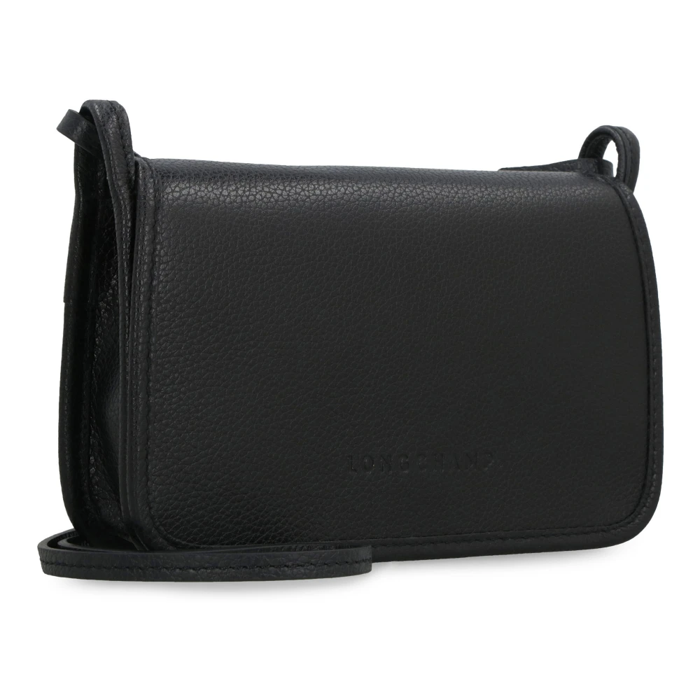 Longchamp Foulonné Leren Portemonnee met Ketting Black Dames