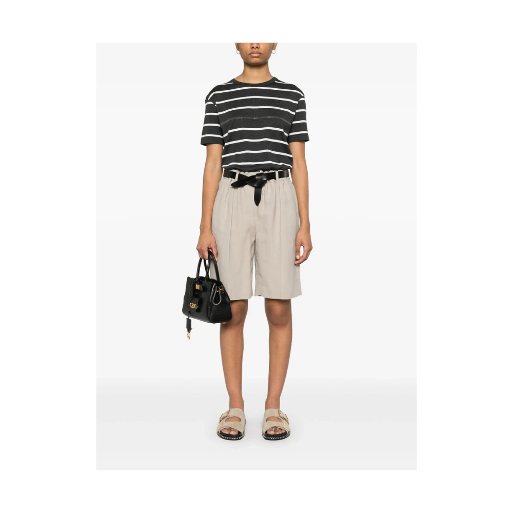 BRUNELLO CUCINELLI Lichtbruine Riemlus Shorts Brown Dames