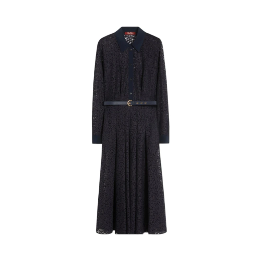 Max Mara Studio Vrouw Blauw Kleedjes Dames, Xs, Katoen, Chemisier Lace Dress