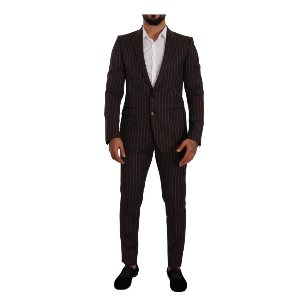 Dolce & Gabbana Men's Bordeaux Martini Striped Slim Fit Suit