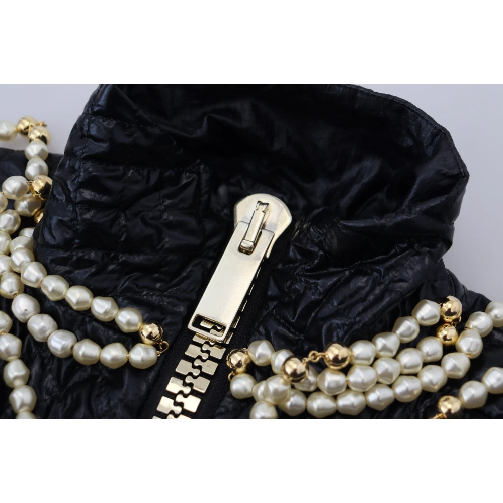 Dolce & Gabbana Zwarte Trui met Parelversiering en Ritssluiting Black Dames