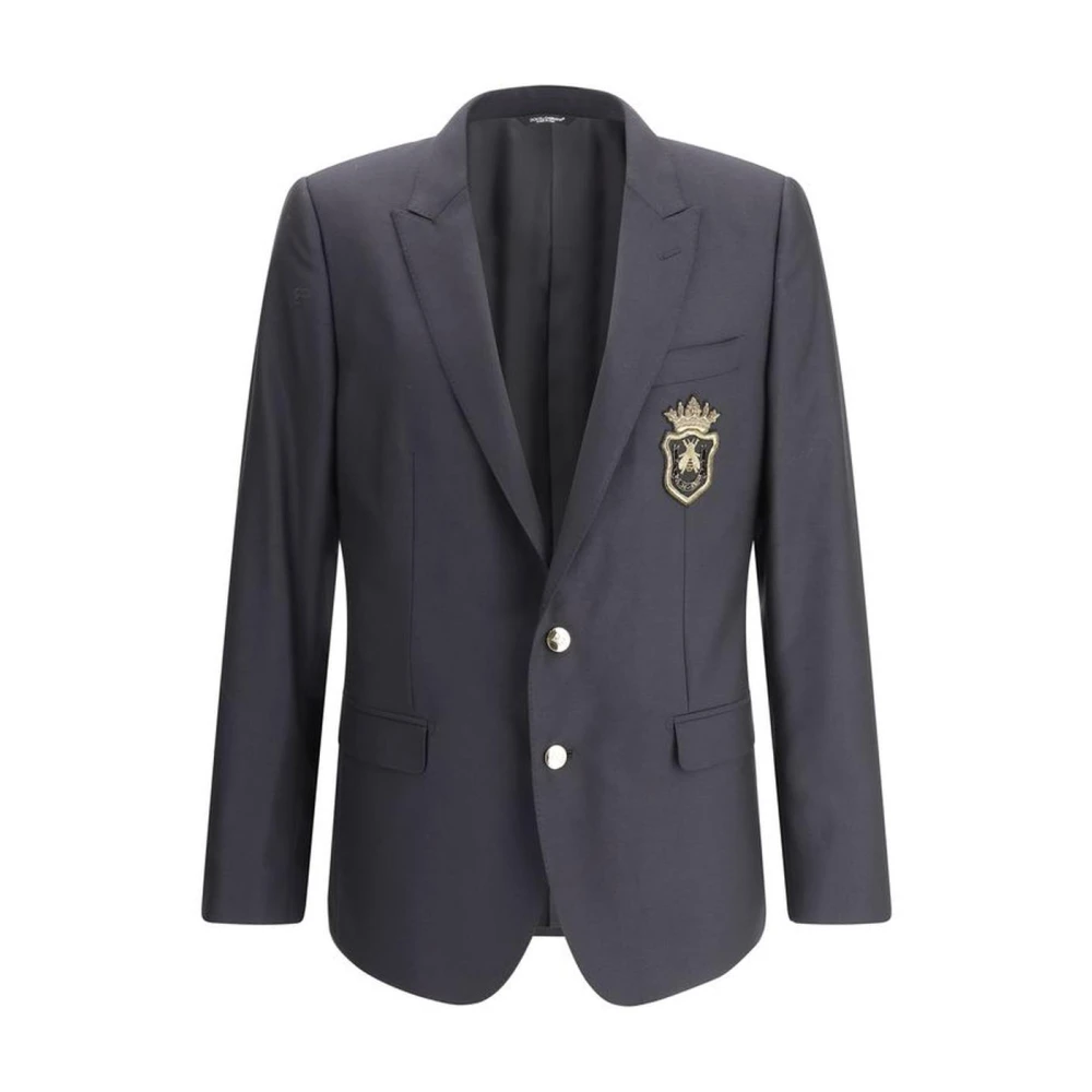 Dolce & Gabbana Wollen Blazer Jas met Piek Revers Black Heren