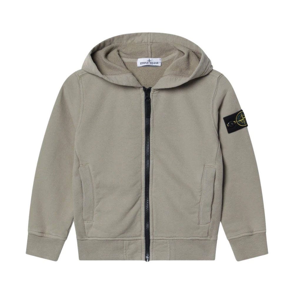 Stone Island Unisex Green Moss Cotton Zip-Up Sweatshirt - Image 2