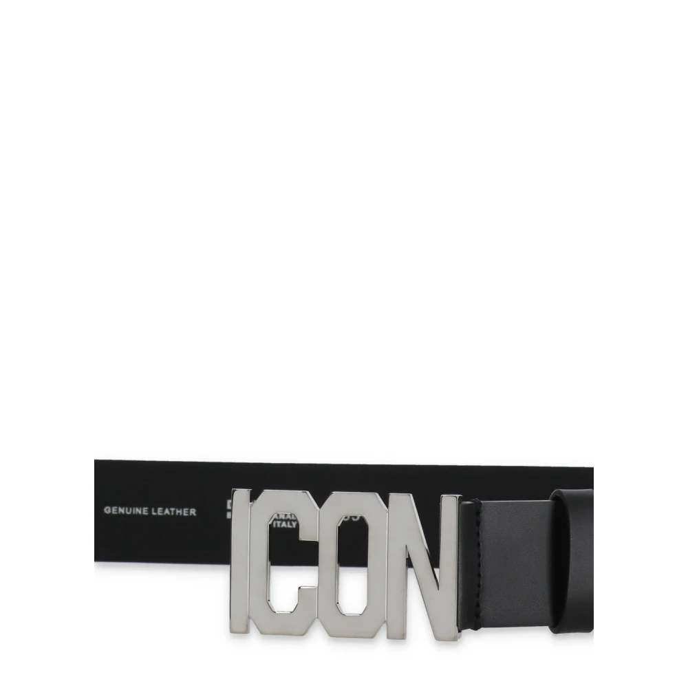 Dsquared2 Zwarte Leren Riem Metalen Gesp Black Heren
