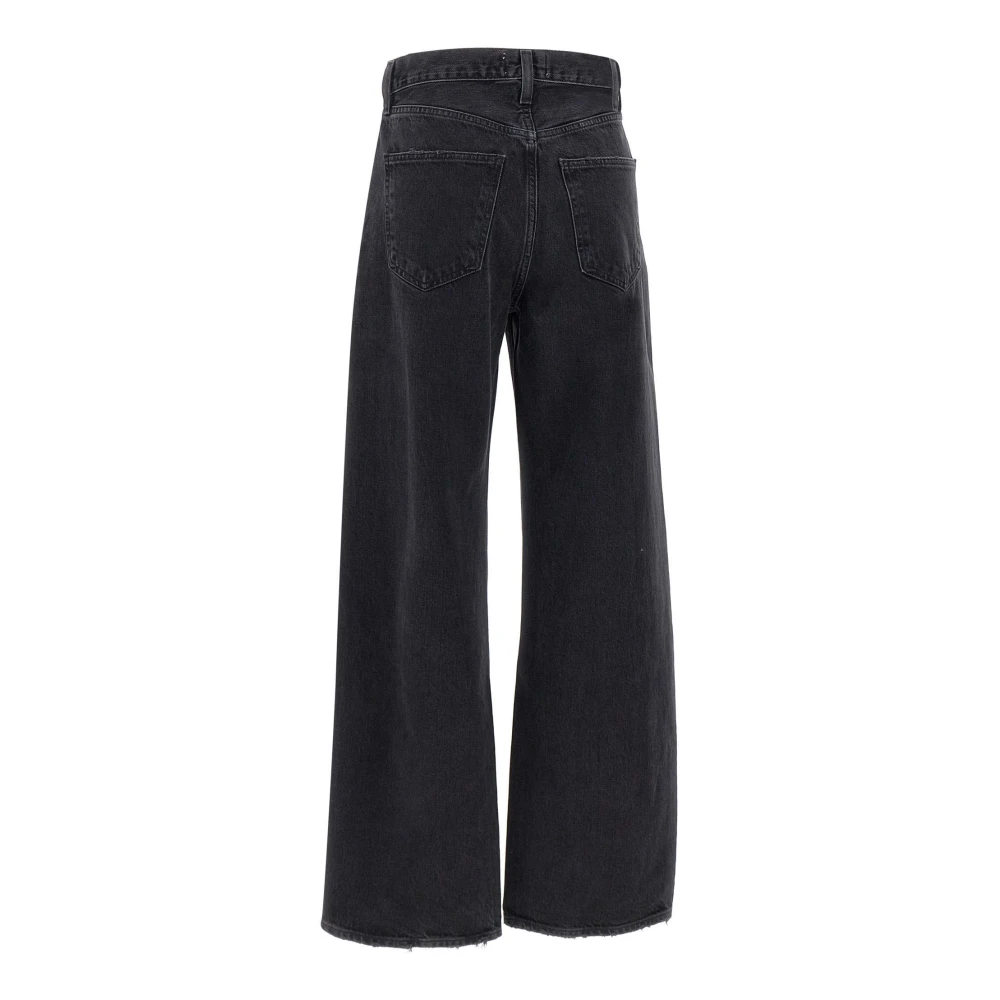 Agolde Zwarte Low Curve Wide Leg Jeans Black Dames