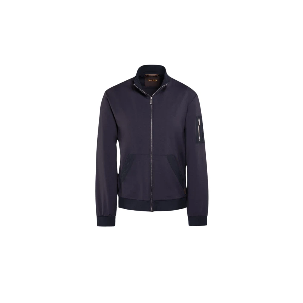 Moorer Interlock Full Zip Top Blue Heren