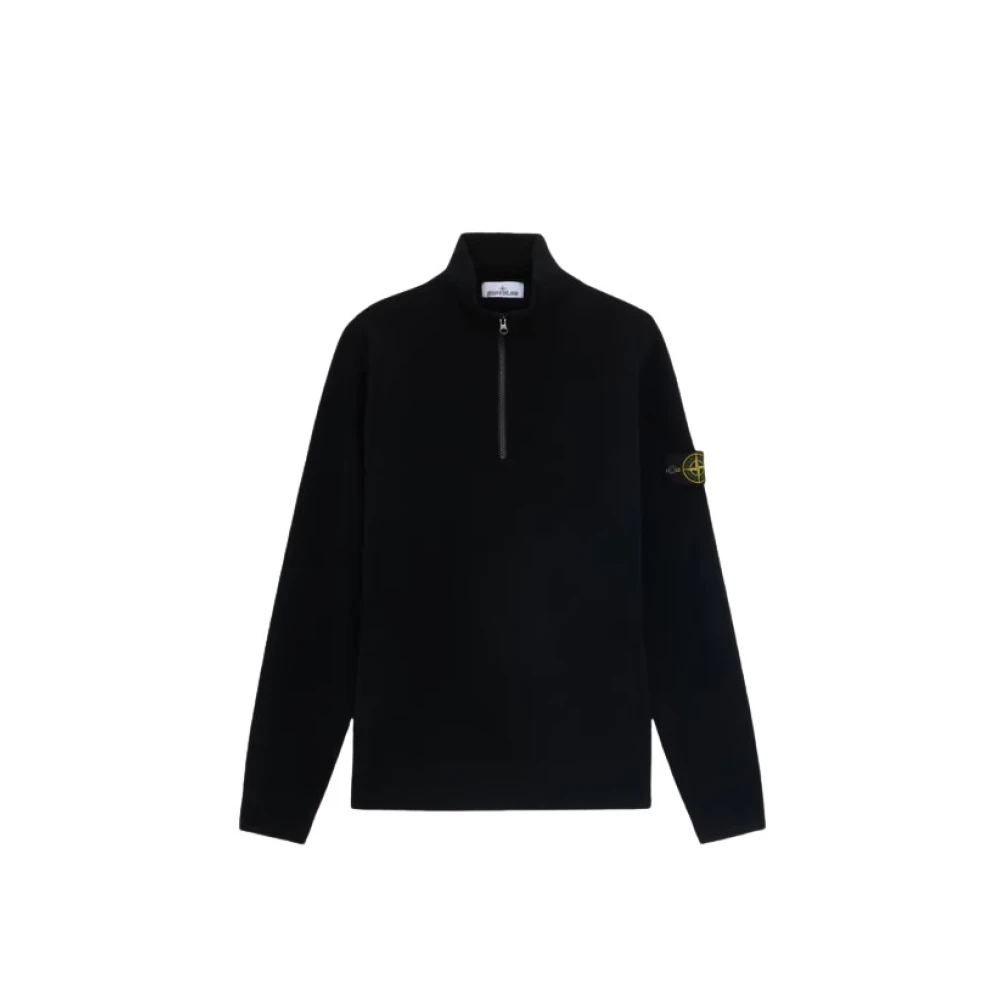 Stone Island RWS-gecertificeerde Wol Half Zip Sweater Black Heren