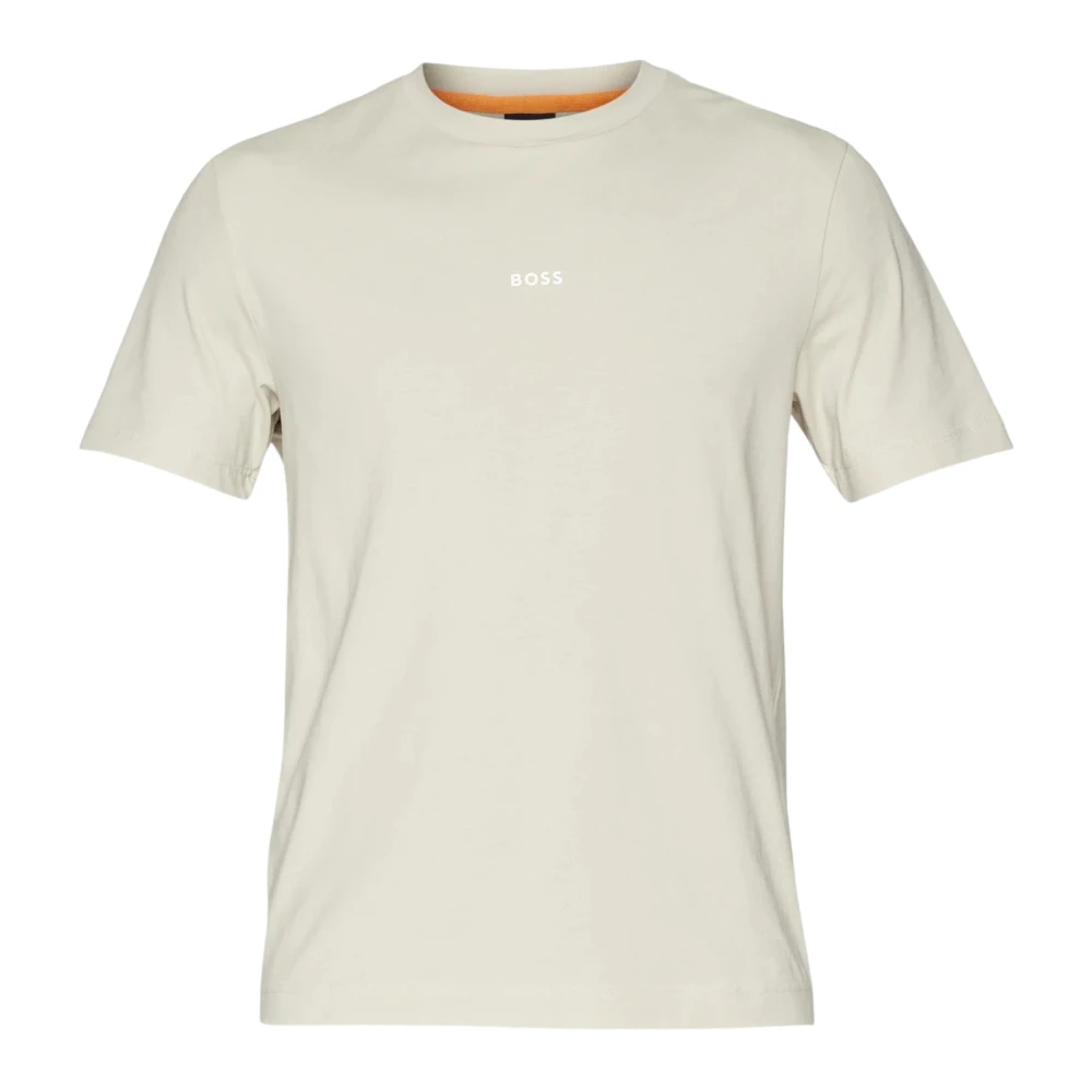 Hugo Boss Oranje Logo Print Relaxed Fit T-Shirt Beige Heren